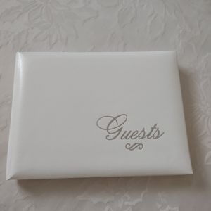 Faux leather Guests book silver edge